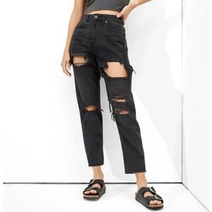 American Eagle Outfitters Black Ripped Ankle Jeans